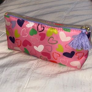 Pink heart makeup pouch
